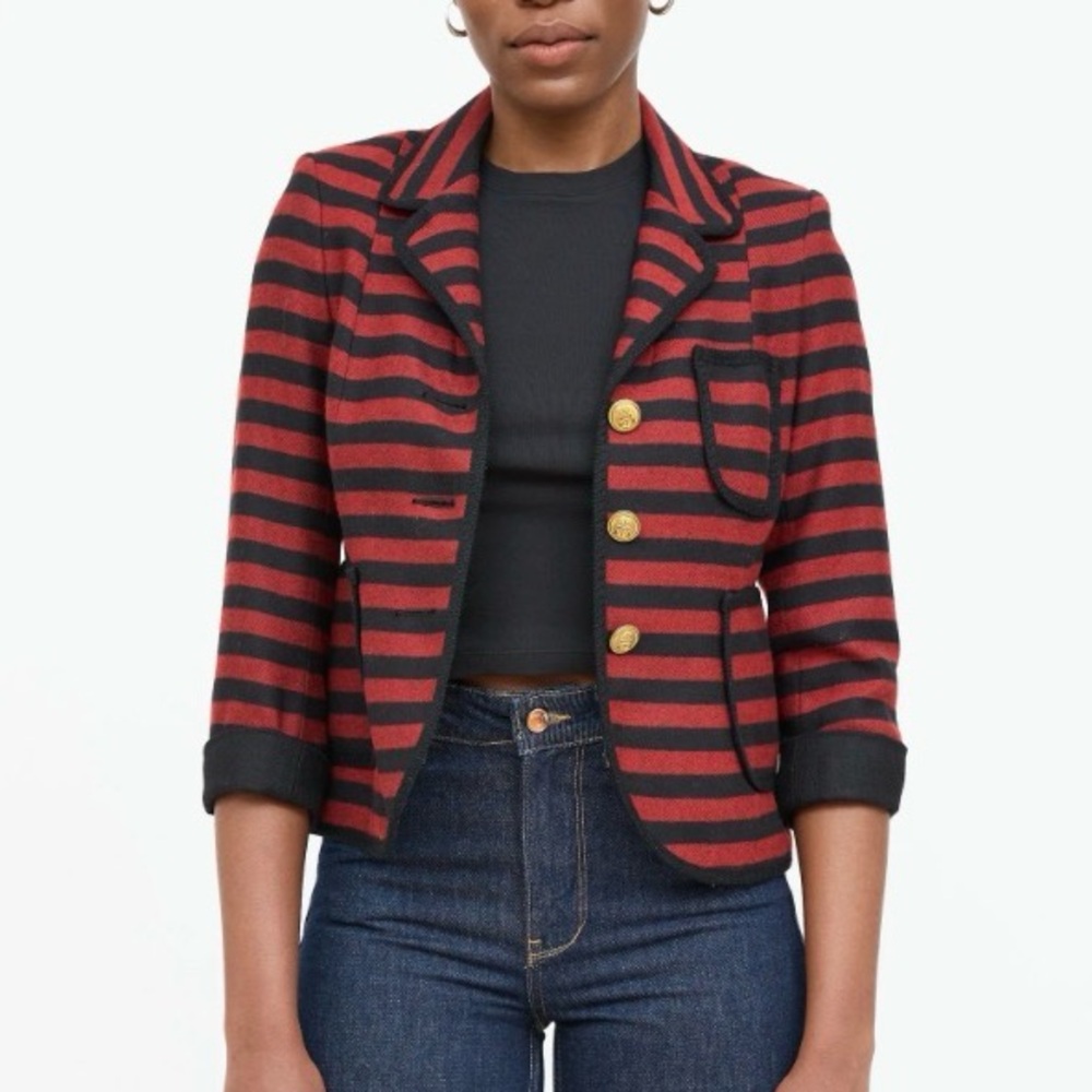 SMYTHE red and black striped wool blazer, size 8